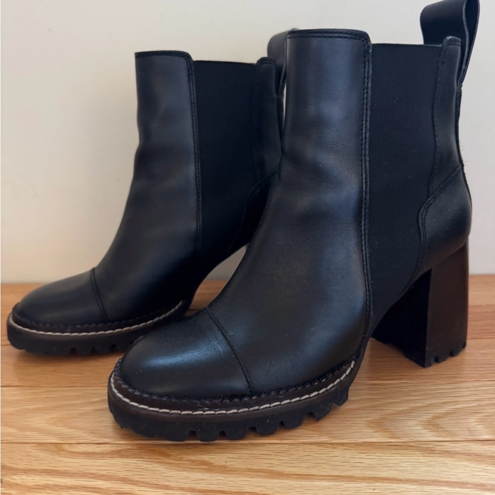 See By Chloe Black Leather Mallory Boots Size 39.5 - Picture 6 of 6
